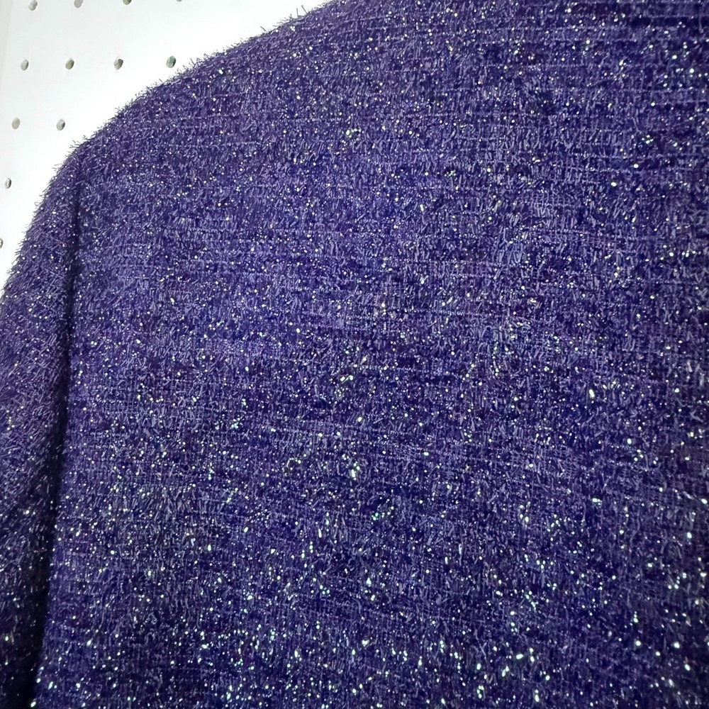 Escada Couture Tweed Blazer Women's 38 (6) Purple Sparkly Wool‎ Jacket Vintage - Picture 7 of 13